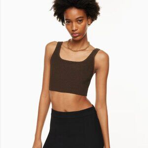 Aritzia Sculpt Knit Squareneck Cropped Tank - Size Medium Brown